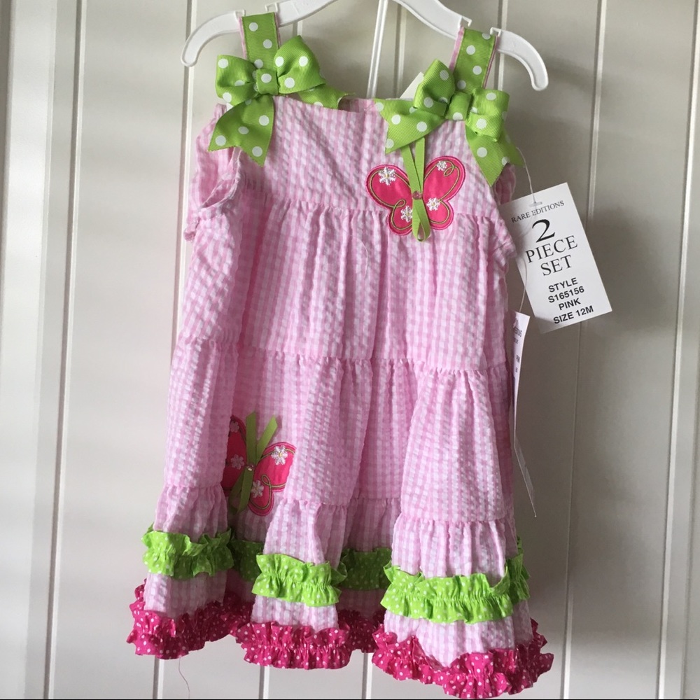Size 12 month pink butterfly dress